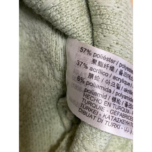 ZARA Light Green Jacquard Knit Short Puff Sleeve Square Neck Crop Blouse Top S - Picture 4 of 4